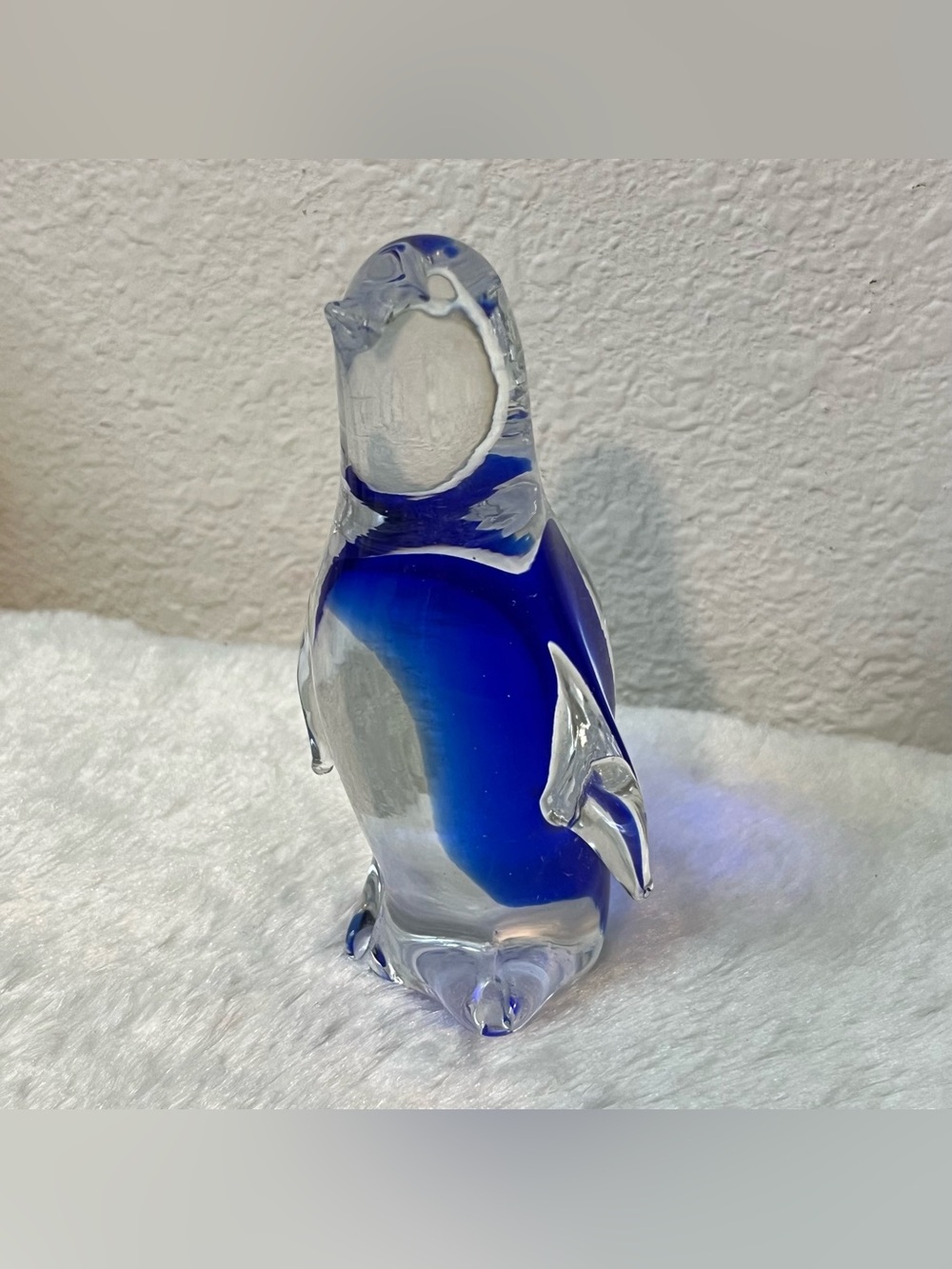 Glass Penguin Cobalt Blue Figurine Paperweight